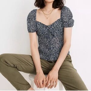 Madewell Sweetheart Top in Indigo Bengali Blockprint Size 6
